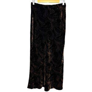 Alex & Co. Black, brown and purple paisley velvet long mermaid skirt Size 8